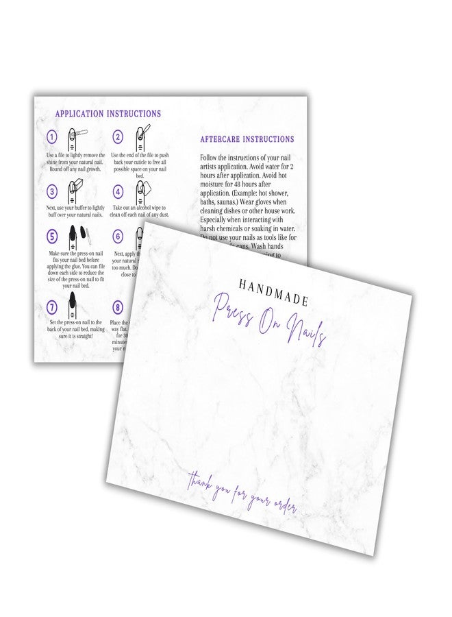 Lashicorn Handmade Acrylic Press On Nails Display Card | 5x7” 30 pk | w/Application Aftercare Instructions Inserts Marble for Packaging in Your 6 * 9 Holographic Bags Use With Double Sided Tape - Image 1